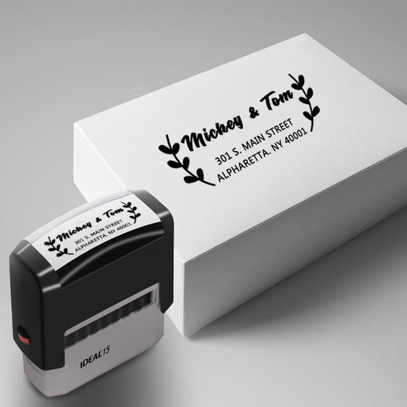 Custom Return Address Stamp-Personalized Couple Address Stamp Self Inking Rubber Stamps (15/16" x 2-3/8") - amlion