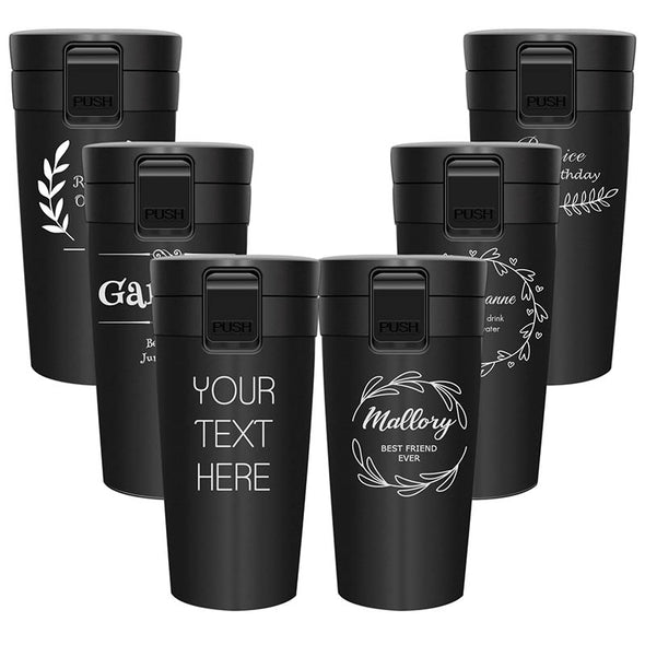 Personalized Insulated Tumbler Stainless Steel 20 Oz with Lid Black - amlion