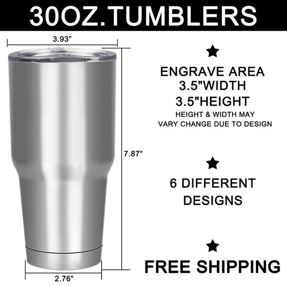 Custom Engraved Tumbler 30 Oz  Custom Mug Stainless Steel Silver - amlion