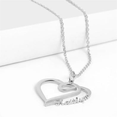 Personalized Necklace, Custom Heart Necklace, Name Necklaces for Women-Sliver