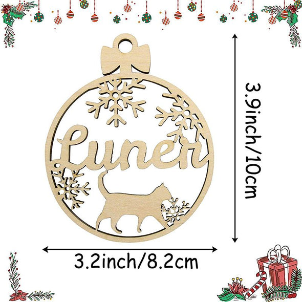 Personalized Cat Wooden Ornament, Custom Wooden Christmas Ornament with Pet's Name