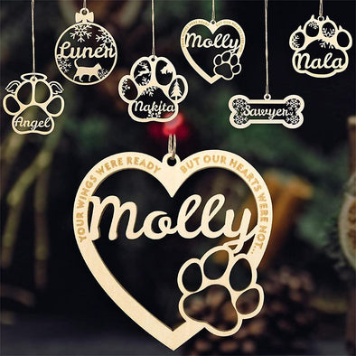 Personalized Pet Wooden Ornament, Custom Wooden Christmas Ornament with Pet's Name