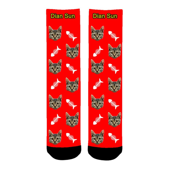 Custom Personalized Funny Face Photo Socks With  Dog, Cat, Other Pets Face Photo into Socks - amlion