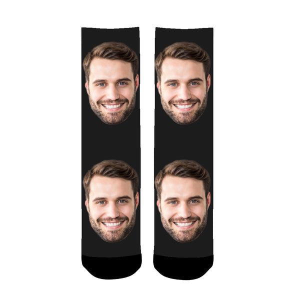 Personalized Photo Face Socks  Black - amlion