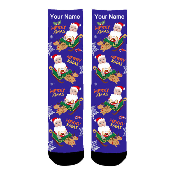 Photo Socks,Christmas Socks,Personalized Face Socks,Funny Socks Turn Photo into Socks for Men and Women - amlion
