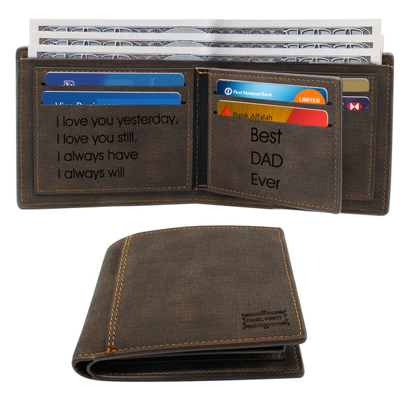 Personalized Custom Photo Logo Wallets for Men Father Dark brown - amlion