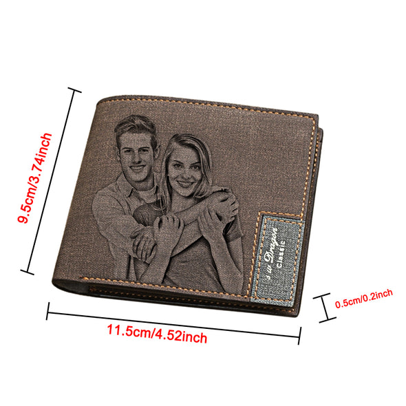Men's Custom Photo Bi-fold  Leather Wallet for Men ,Father,Dad - amlion