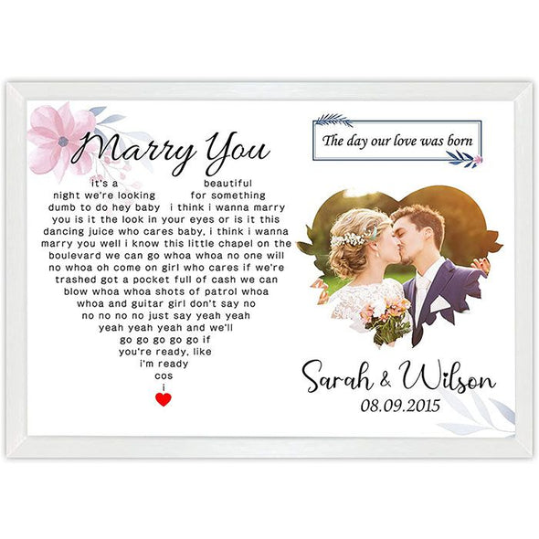 Personalized Song Lyrics Photo Frames, Custom Music Lyrics Song Art Frame for Valentine's Day, Mother & Father's Day