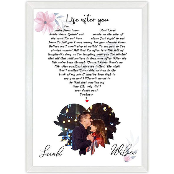 Custom Music Lyrics Song Art Frame, Personalized Song Lyrics with Photo Frames for Valentine's Day, Mother & Father's Day