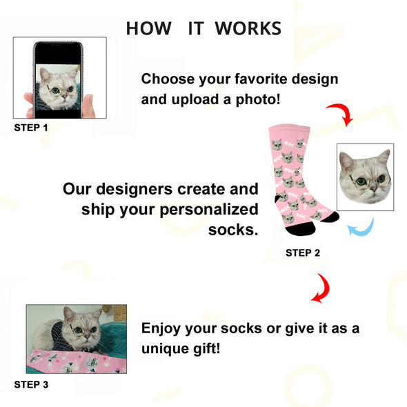 Personalized Face Socks Custom with Photo Blue - amlion