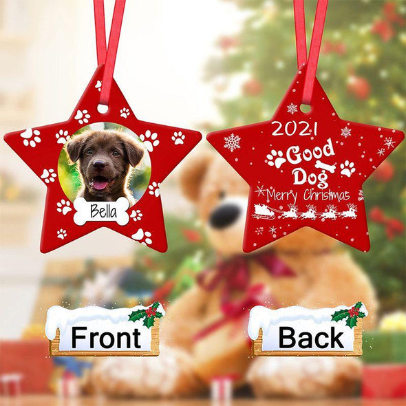 Personalized Dog Photo Christmas Ornaments, Custom Heart Ornaments Christmas, Customized Hanging Tree Ornaments Gifts