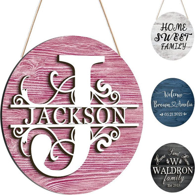 Personalized Wood Signs, Custom 3D Family Name Round Sign for Home Decor