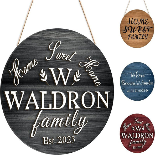 Personalized Wood Signs, Custom 3D Family Name Round Sign for Home Decor