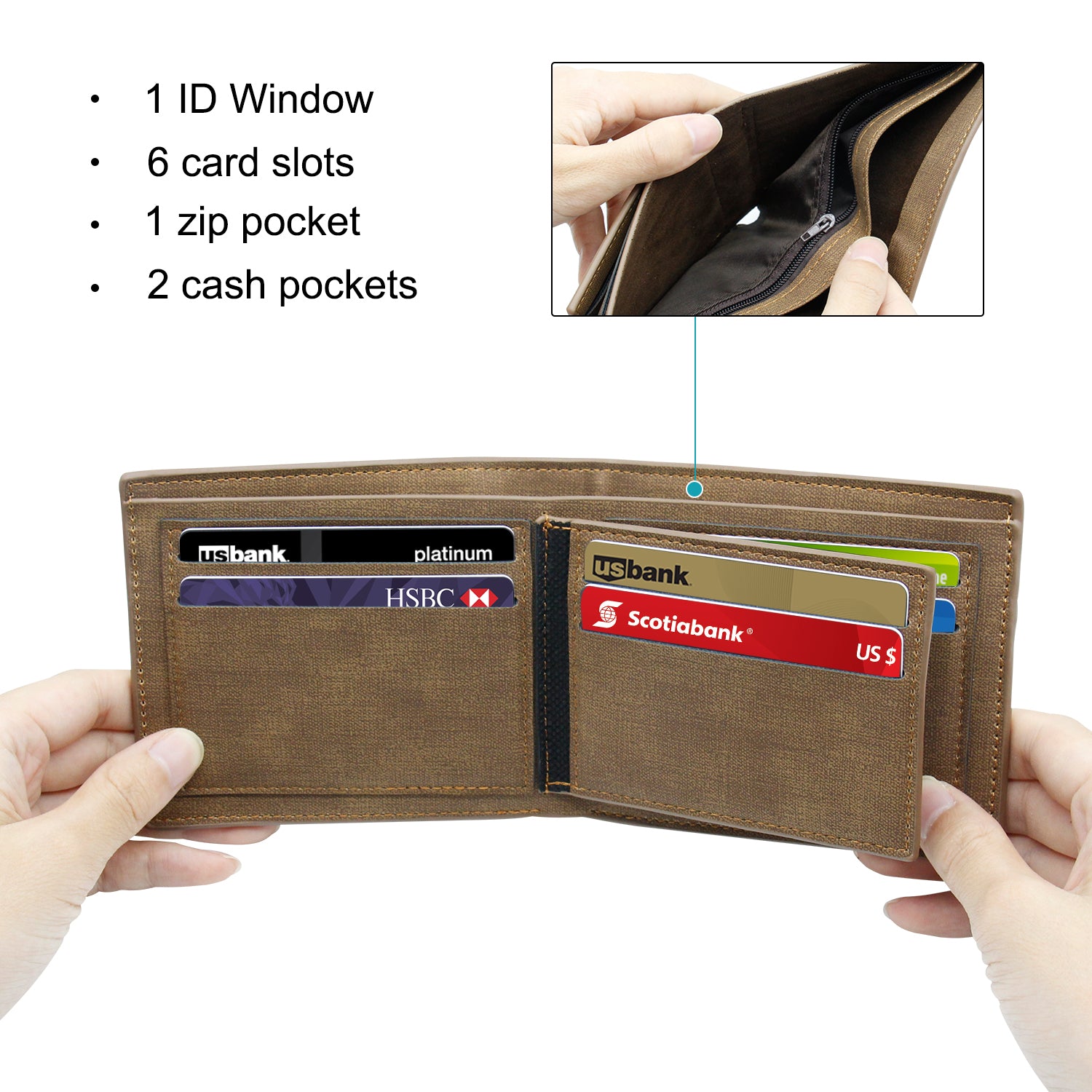 Louisiana Ragin' Cajuns Personalized Front Pocket Wallet - Brown