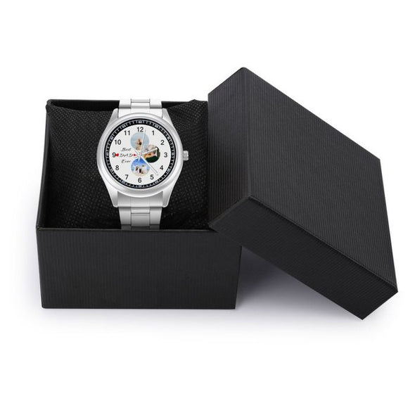 Fathers Day Gifts Personalized Watches, Custom Photo/Text Stainless Steel Watches for Men, Dad
