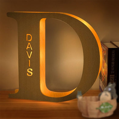 Custom Wooden Engraved Name Wall Light, Personalized Lettler Lights for Mother's Day, Father's Day Gift