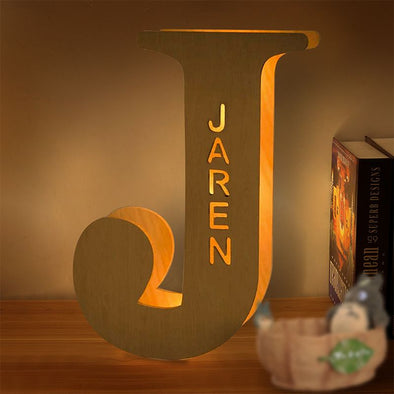 Personalized Wooden Engraved Name Wall Light, Custom Lettler Lights for Mother's Day, Father's Day Gift