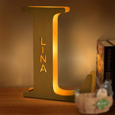 Personalized Wooden Engraved Name Wall Light, Custom Lettler Lights for Mother's Day, Father's Day Gift
