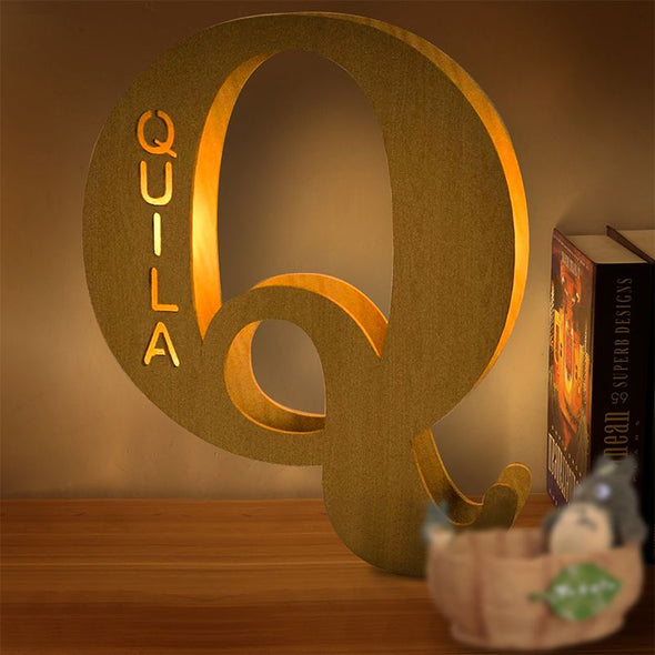 Custom Wooden Engraved Name Wall Light, Personalized Lettler Lights for Mother's Day, Father's Day Gift